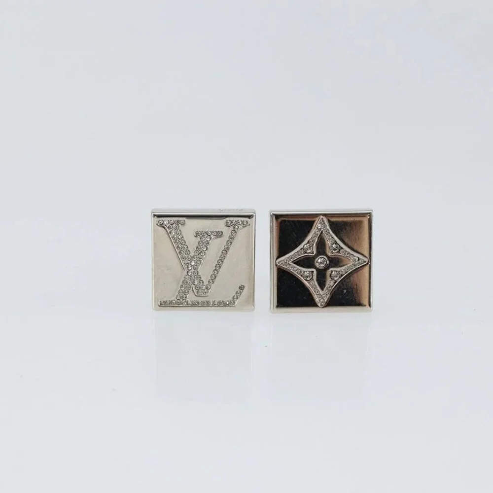 LOUIS VUITTON Bouton De Manchette Stratos Cuffs metal Silver M68252 Auth BA7567